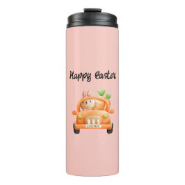 Happy Osterfahrer auf rosa Thermosbecher