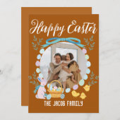 Happy Osterfamilie, Osterhase Foto Feiertagskarte (Vorne/Hinten)