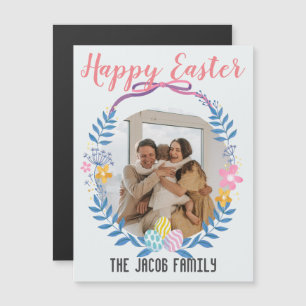 Happy Osterfamilie, Osterhase Foto Magnetkarte