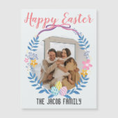 Happy Osterfamilie, Osterhase Foto Magnetkarte (Vorderseite)