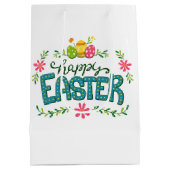 Happy Osterfarbene Ostereier Mittlere Geschenktasc Mittlere Geschenktüte (Rückseite)
