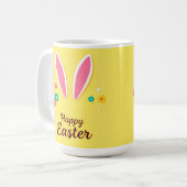 Happy Osterfeier Card mit sonnigen Ohren Kaffeetasse (Vorderseite Links)
