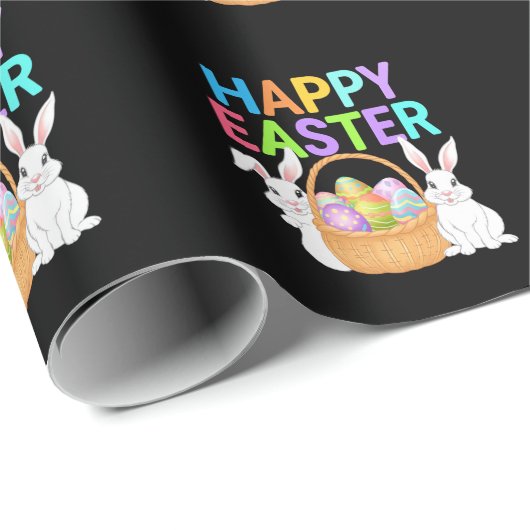 Happy Osterfest 2025 Eier Bunny Niedlich Rabbit Geschenkpapier (Rolleneckpunkt)