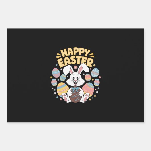 Happy Osterfest 2025 Eier Bunny Niedlich Rabbit Geschenkpapier Set (Vorderseite)