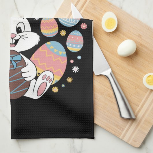 Happy Osterfest 2025 Eier Bunny Niedlich Rabbit Geschirrtuch (Viertel Falte)