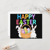 Happy Osterfest 2025 Eier Bunny Niedlich Rabbit Karte (Vorderseite/Rückseite Beispiel)