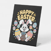 Happy Osterfest 2025 Eier Bunny Niedlich Rabbit Sockelschild (Vorderseite)