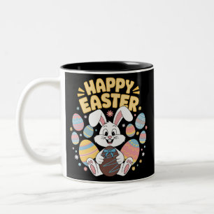 Happy Osterfest 2025 Eier Bunny Niedlich Rabbit Zweifarbige Tasse