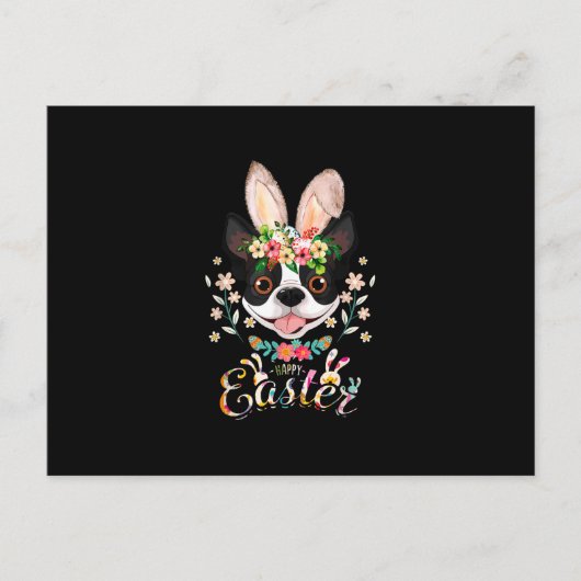 Happy Osterfest Boston Terrier Lounge Ost Ankündigungspostkarte (Vorderseite)