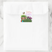 Happy Osterfest mit Bunny Rabbit Urlaub Quadratischer Aufkleber (Tasche)