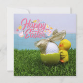 Happy Osterfest mit Eiern und Golf Card (Vorderseite)