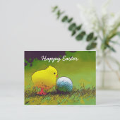Happy Osterfest mit Hühnchen und Golf Card Postkarte (Stehend Vorderseite)