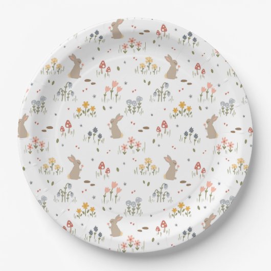 Happy Osterfest Sonnige Wildblumen Niedlich Kids U Pappteller (Vorderseite)