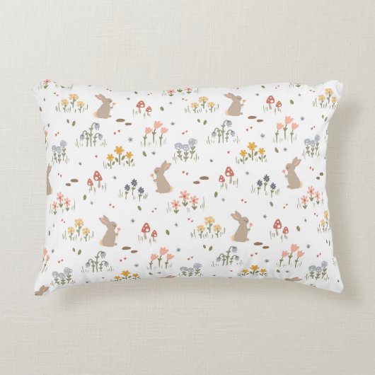 Happy Osterfest Sonnige Wildblumen Niedlich Kinder Dekokissen (Vorderseite)