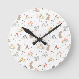 Happy Osterfest Sonnige Wildblumen Niedlich Kinder Runde Wanduhr