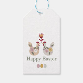 Happy Osterfest Vorlagen mit Eiern, Blume, Huhn Geschenkanhänger