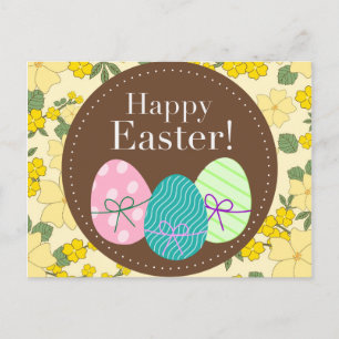 Happy Ostergelbe Vintage florale Postkarte