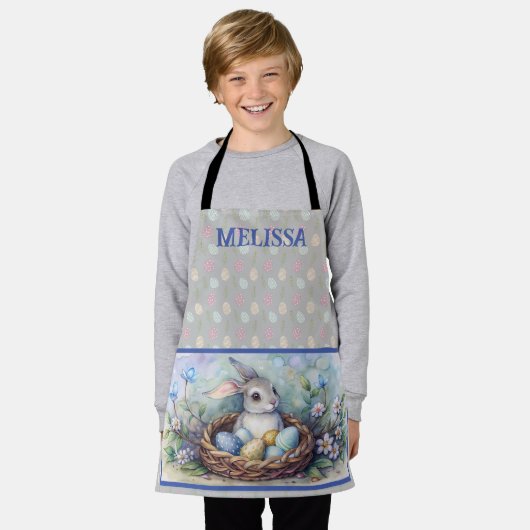 Happy Osterkaninchen Bunny Eggs Name Personalize. Schürze (Getragen)