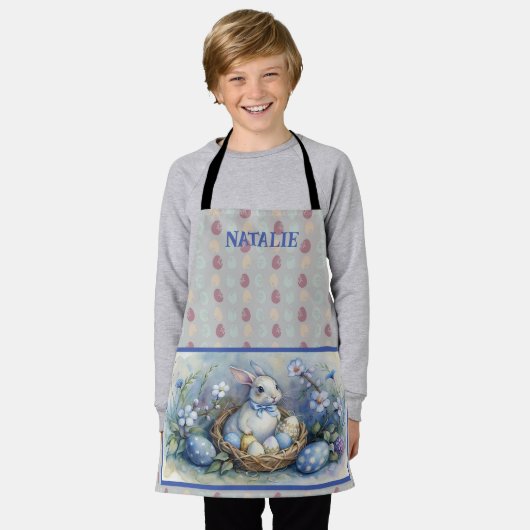 Happy Osterkaninchen Bunny Eggs Name Personalize. Schürze (Getragen)