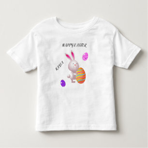 Happy Osterkaninchen & gestreiftes Ei Kleinkind T Kleinkind T-shirt