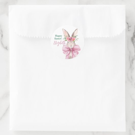 Happy Osterkaninchen Runder Aufkleber (Tasche)