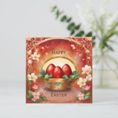 Happy Osterkorb mit Eiern Feiertagskarte (Stehend Vorderseite)