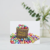 Happy Osterkorb mit Eiern Feiertagspostkarte (Stehend Vorderseite)