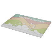 Happy Osterküken und Eierpastellfarben Schneidebrett (Ecke)