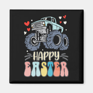 Happy Ostermonster Truck Bunny Rabbit Eggs Magnet