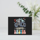 Happy Ostermonster Truck Bunny Rabbit Eggs Postkarte (Stehend Vorderseite)