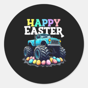 Happy Ostermonster Truck Funny Egg Hunt Kleinkind Runder Aufkleber