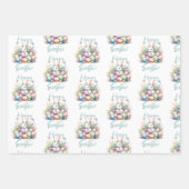 Happy Osterpastel Ostern Bunny Egg Aquarell Geschenkpapier Set (Vorderseite 2)