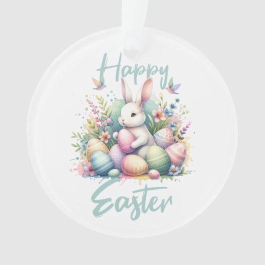 Happy Osterpastel Ostern Bunny Egg Aquarell Ornament (Vorderseite)