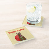 Happy Osterschokoladenhase Glasuntersetzer (Schrägansicht)