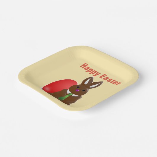 Happy Osterschokoladenhase Pappteller (Gewinkelt)