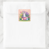 Happy Ostersonne 8 Bit Pixelart Quadratischer Aufkleber (Tasche)