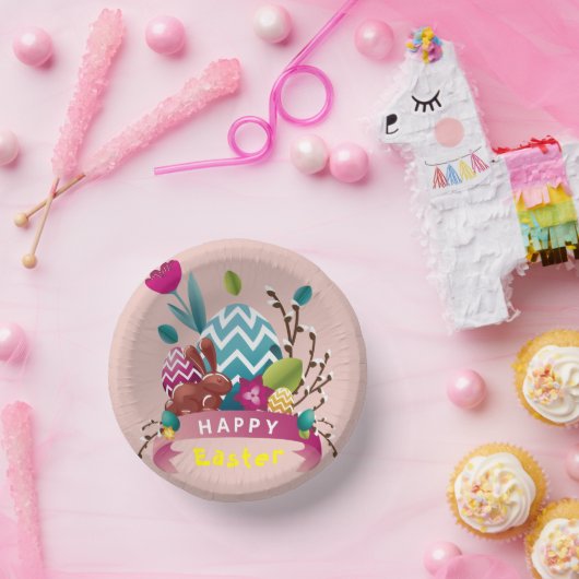 Happy Ostersonne, Eierdesign Pappteller (Party)