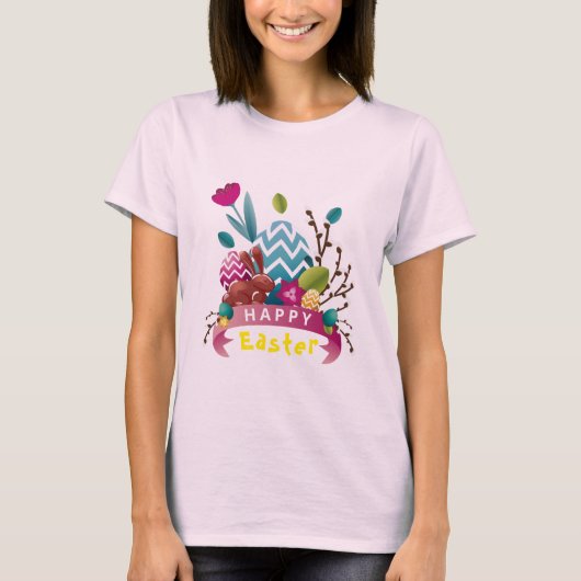 Happy Ostersonne, Eierdesign T-Shirt (Vorderseite)