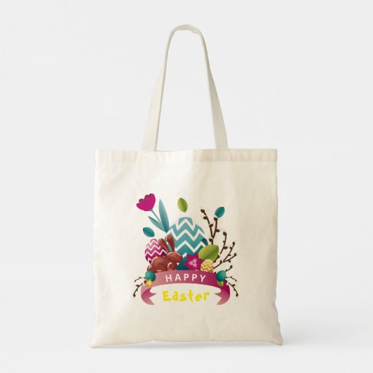 Happy Ostersonne, Eierdesign Tragetasche (Rückseite)
