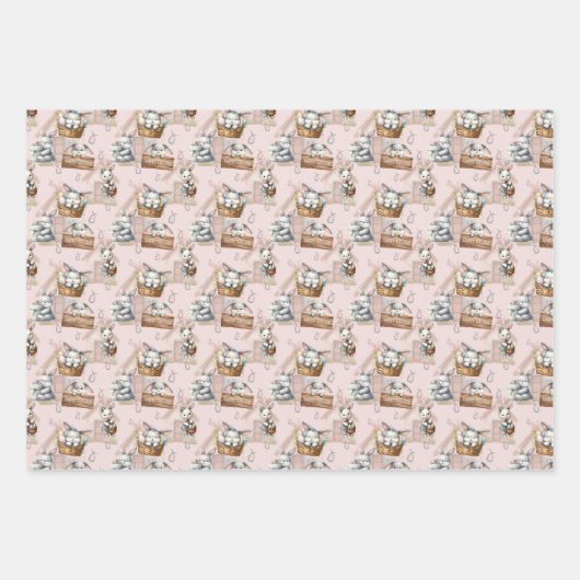 Happy Ostersonne in einem Korbweidenpapier Geschenkpapier Set (Vorderseite 3)