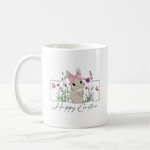 Happy Ostersonne mit Blumendesign und rosa Bow Kaffeetasse