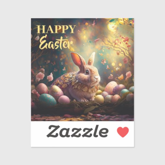 Happy Ostersonne mit Ostereiern Aufkleber (Blatt)