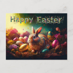 Happy Ostersonne mit Ostereiern Feiertagspostkarte