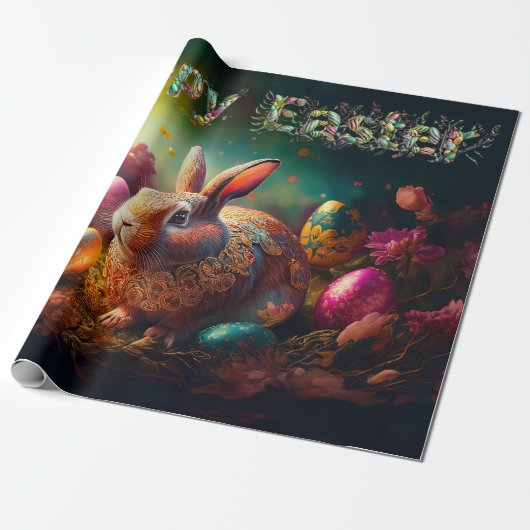Happy Ostersonne mit Ostereiern Geschenkpapier (Ungerollt)