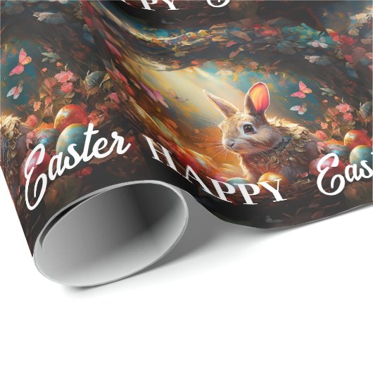 Happy Ostersonne mit Ostereiern Geschenkpapier (Rolleneckpunkt)