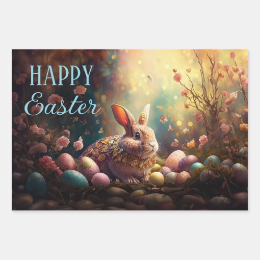 Happy Ostersonne mit Ostereiern Geschenkpapier Set (Vorderseite)