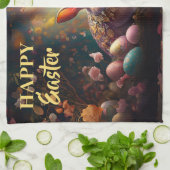 Happy Ostersonne mit Ostereiern Geschirrtuch (Gefaltet)