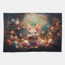 Happy Ostersonne mit Ostereiern Geschirrtuch