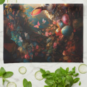 Happy Ostersonne mit Ostereiern Geschirrtuch (Gefaltet)