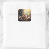 Happy Ostersonne mit Ostereiern Quadratischer Aufkleber (Tasche)